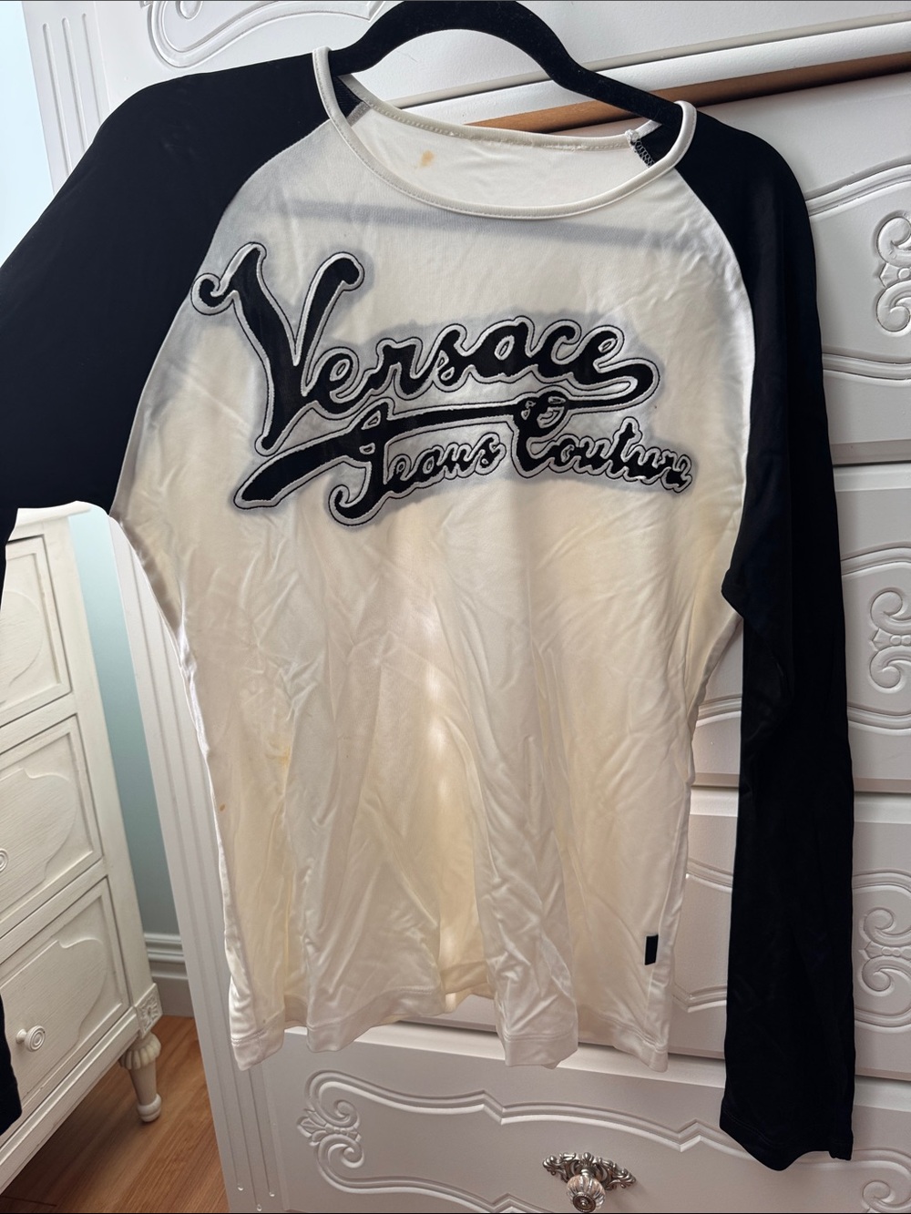 Versace Jeans Couture Black & White Raglan Logo Tee